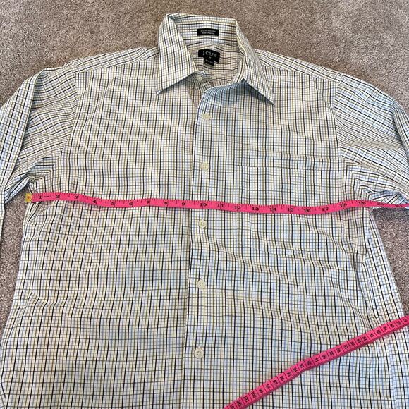 J Crew Men's Button Down Dress Shirt Green Blue Plaid Size S 14-14.5 100% Cotton - Picture 6 of 8